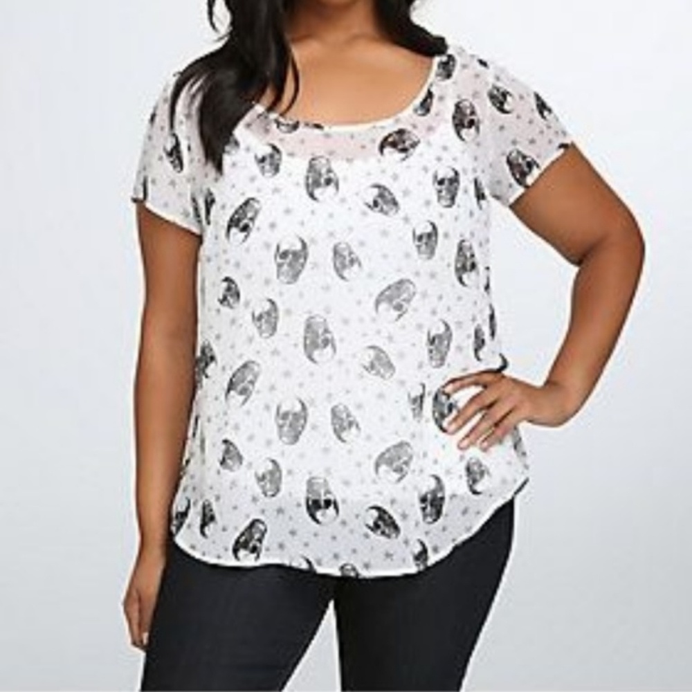 Torrid Skulls and Stars Dropback Blouse